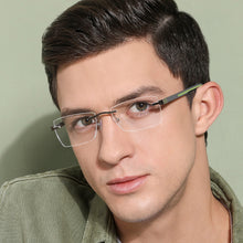 Load image into Gallery viewer, Black Rectangle Rimless Unisex Eyeglasses by Lenskart Air Online-129884