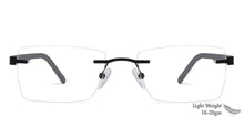 Load image into Gallery viewer, Black Rectangle Rimless Unisex Eyeglasses by Lenskart Air Online-129884