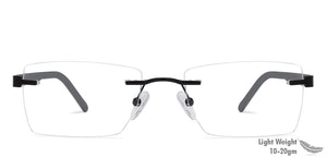 Black Rectangle Rimless Unisex Eyeglasses by Lenskart Air Online-129884