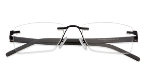 Black Rectangle Rimless Unisex Eyeglasses by Lenskart Air Online-129884