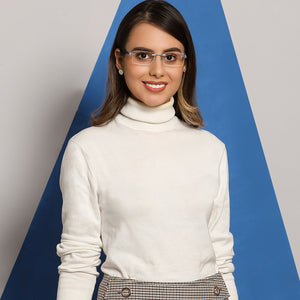 Silver Rectangle Rimless Unisex Eyeglasses by Lenskart Air Online-129886