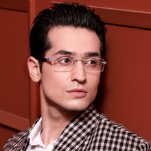 Load image into Gallery viewer, Silver Rectangle Rimless Unisex Eyeglasses by Lenskart Air Online-129886
