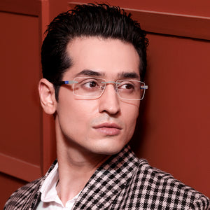 Silver Rectangle Rimless Unisex Eyeglasses by Lenskart Air Online-129886