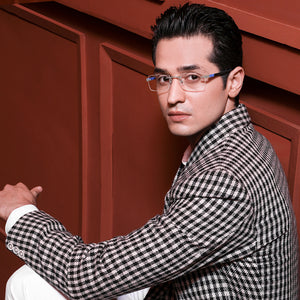 Silver Rectangle Rimless Unisex Eyeglasses by Lenskart Air Online-129886