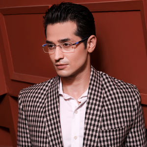 Silver Rectangle Rimless Unisex Eyeglasses by Lenskart Air Online-129886