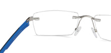 Load image into Gallery viewer, Silver Rectangle Rimless Unisex Eyeglasses by Lenskart Air Online-129886
