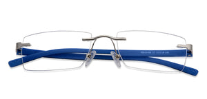 Silver Rectangle Rimless Unisex Eyeglasses by Lenskart Air Online-129886