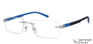 Silver Rectangle Rimless Unisex Eyeglasses by Lenskart Air Online-129886