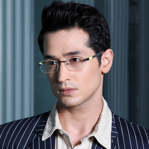 Black Rectangle Rimless Unisex Eyeglasses by Lenskart Air Online-129888