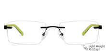 Load image into Gallery viewer, Black Rectangle Rimless Unisex Eyeglasses by Lenskart Air Online-129888
