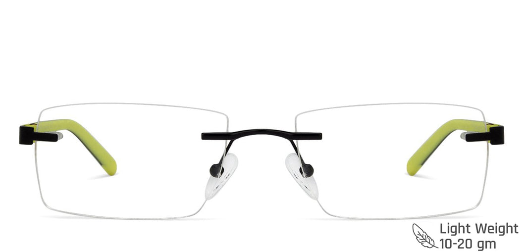 Black Rectangle Rimless Unisex Eyeglasses by Lenskart Air Online-129888