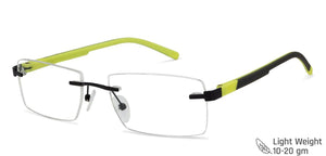 Black Rectangle Rimless Unisex Eyeglasses by Lenskart Air Online-129888