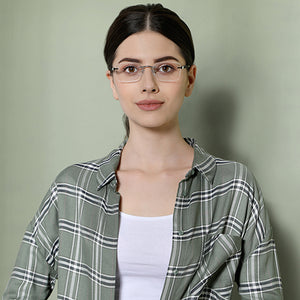 Silver Rectangle Rimless Unisex Eyeglasses by Lenskart Air Online-129899