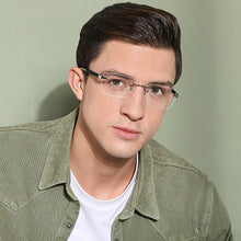 Load image into Gallery viewer, Silver Rectangle Rimless Unisex Eyeglasses by Lenskart Air Online-129899