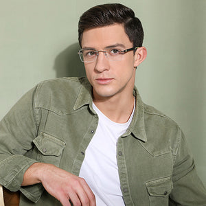 Silver Rectangle Rimless Unisex Eyeglasses by Lenskart Air Online-129899