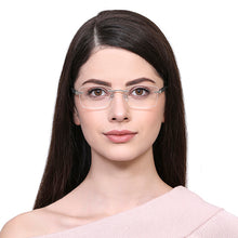 Load image into Gallery viewer, Silver Rectangle Rimless Unisex Eyeglasses by Lenskart Air Online-129899