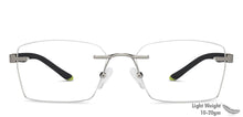Load image into Gallery viewer, Silver Rectangle Rimless Unisex Eyeglasses by Lenskart Air Online-129899