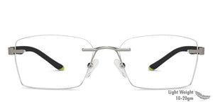 Silver Rectangle Rimless Unisex Eyeglasses by Lenskart Air Online-129899