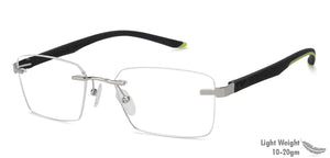 Silver Rectangle Rimless Unisex Eyeglasses by Lenskart Air Online-129899