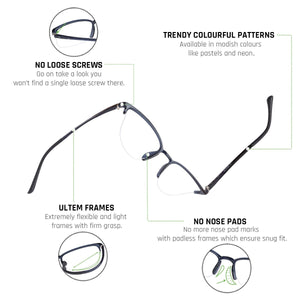 Blue Rectangle Half Rim Unisex Eyeglasses by Lenskart Air Computer Glasses-148127