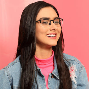Blue Rectangle Half Rim Unisex Eyeglasses by Lenskart Air Computer Glasses-148127
