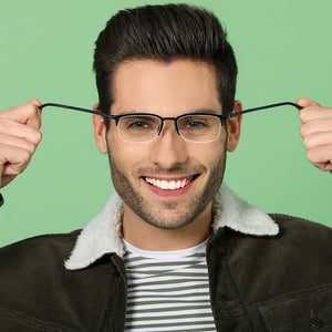 Blue Rectangle Half Rim Unisex Eyeglasses by Lenskart Air Computer Glasses-148127