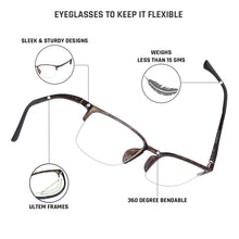 Load image into Gallery viewer, Brown Rectangle Half Rim Unisex Eyeglasses by Lenskart Air Online-130157