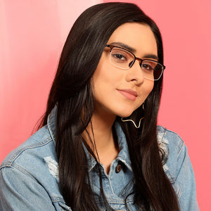 Brown Rectangle Half Rim Unisex Eyeglasses by Lenskart Air Online-130157