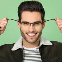 Load image into Gallery viewer, Brown Rectangle Half Rim Unisex Eyeglasses by Lenskart Air Online-130157