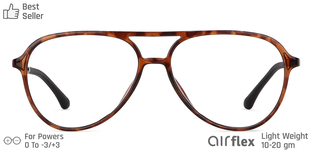 Brown Aviator Full Rim Medium Unisex Eyeglasses by Lenskart Air-130169