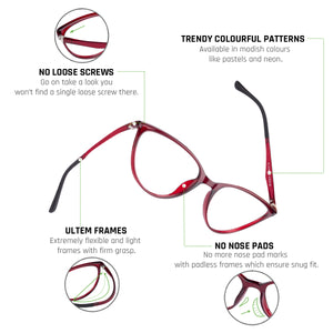 Red Cat Eye Full Rim Women Eyeglasses by Lenskart Air Online-130176