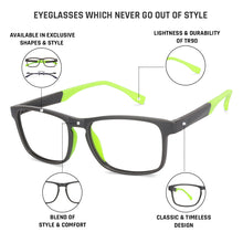 Load image into Gallery viewer, Grey Rectangle Full Rim Unisex Eyeglasses by Lenskart Air Online-130209