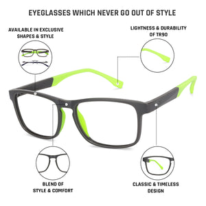 Grey Rectangle Full Rim Unisex Eyeglasses by Lenskart Air Online-130209