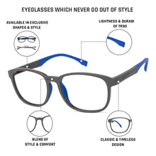 Load image into Gallery viewer, Grey Rectangle Full Rim Unisex Eyeglasses by Lenskart Air Online-130219