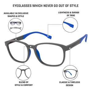 Grey Rectangle Full Rim Unisex Eyeglasses by Lenskart Air Online-130219
