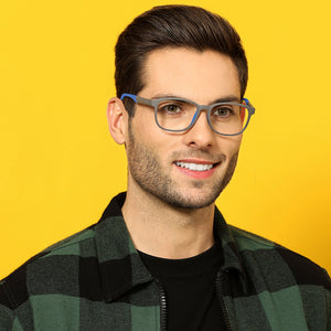 Grey Rectangle Full Rim Unisex Eyeglasses by Lenskart Air Online-130219