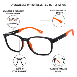 Black Rectangle Full Rim Unisex Eyeglasses by Lenskart Air Online-130220