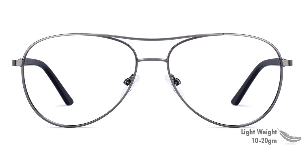 Gunmetal Aviator Full Rim Unisex Eyeglasses by Vincent Chase Online-136226