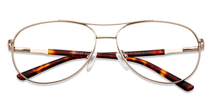 Gold Aviator Full Rim Unisex Eyeglasses by Vincent Chase-149099