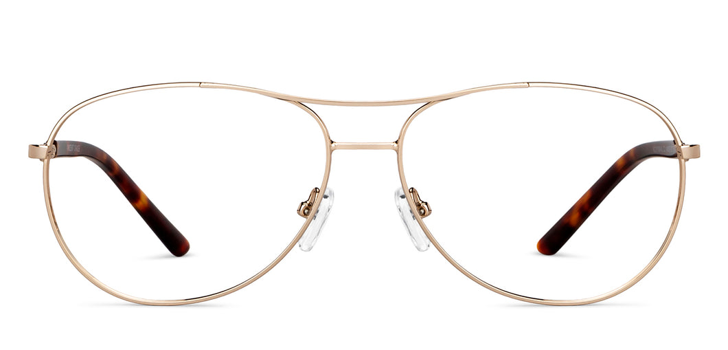 Gold Aviator Full Rim Unisex Eyeglasses by Vincent Chase-149099
