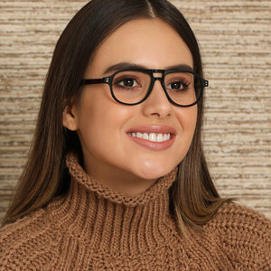 Black Aviator Full Rim Unisex Eyeglasses by Vincent Chase Essentials-130402