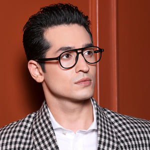 Black Aviator Full Rim Unisex Eyeglasses by Vincent Chase Essentials-130402