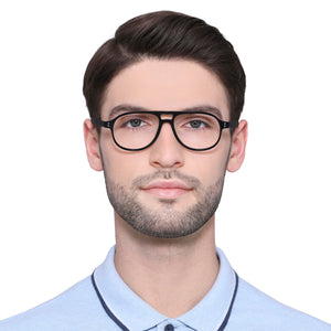 Black Aviator Full Rim Unisex Eyeglasses by Vincent Chase Essentials-130402