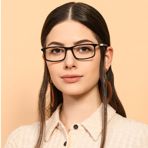 Black Rectangle Full Rim Unisex Eyeglasses by Vincent Chase Online-130701