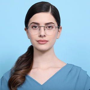 Black Round Half Rim Unisex Eyeglasses by Vincent Chase VC-130657