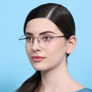 Black Round Half Rim Unisex Eyeglasses by Vincent Chase VC-130657