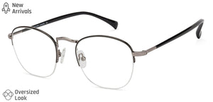 Black Round Half Rim Unisex Eyeglasses by Vincent Chase Computer Glasses-146337
