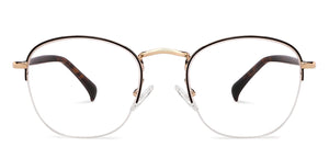 Gold Round Half Rim Medium Unisex Eyeglasses by Vincent Chase-140508