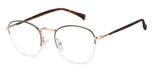 Gold Round Half Rim Medium Unisex Eyeglasses by Vincent Chase-140508