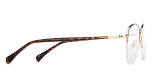 Gold Round Half Rim Medium Unisex Eyeglasses by Vincent Chase-140508
